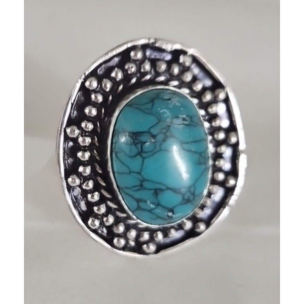 Vintage German Silver Turquoise Ring Size 6